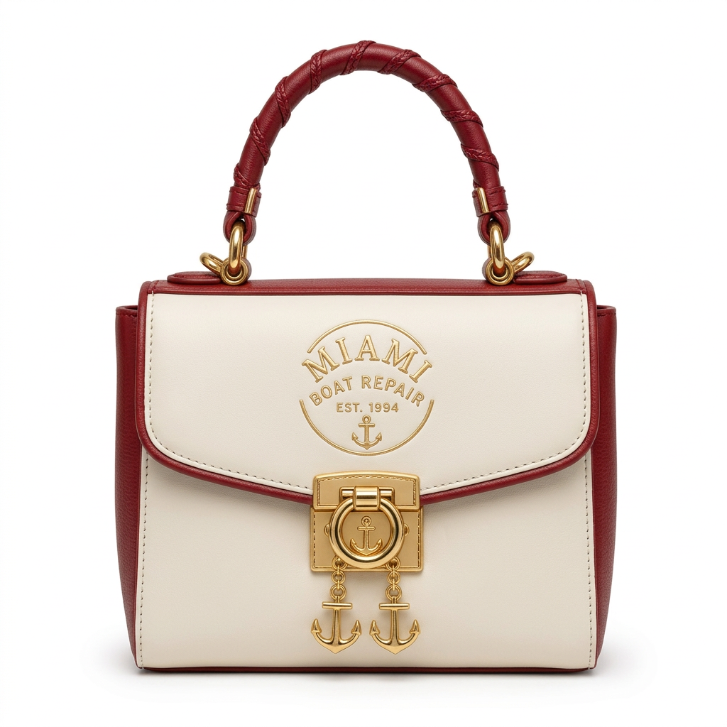 Miami Boat Repair Two-Tone Top Handle Bag — Red