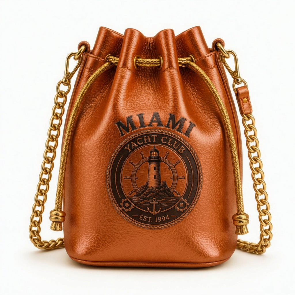 Miami Yacht Club Gold Bucket Bag – Burnt Orange