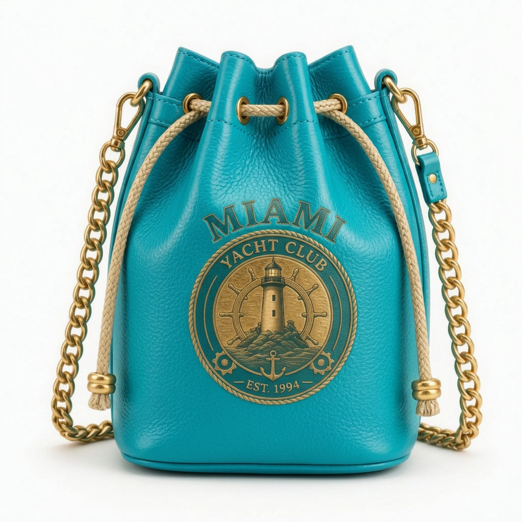 Miami Yacht Club Gold Bucket Bag – Turquoise