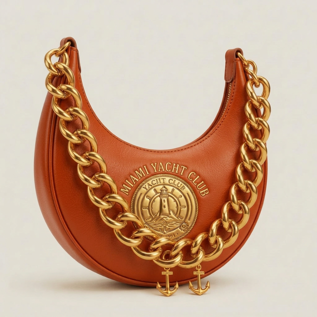 Miami Yacht Club Gold Chain Hobo Bag – Burnt Orange