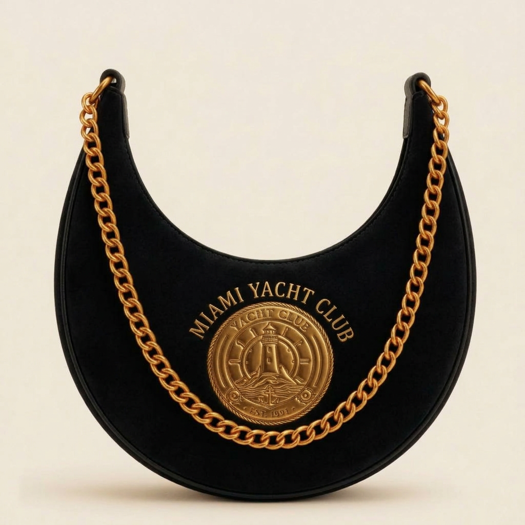 Miami Yacht Club Gold Crescent Bag – Black