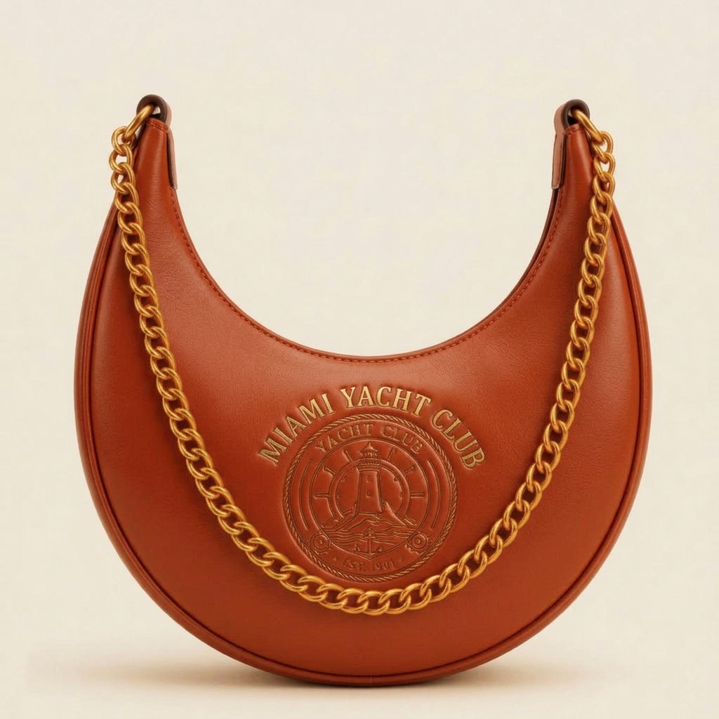 Miami Yacht Club Gold Crescent Bag – Burnt Orange
