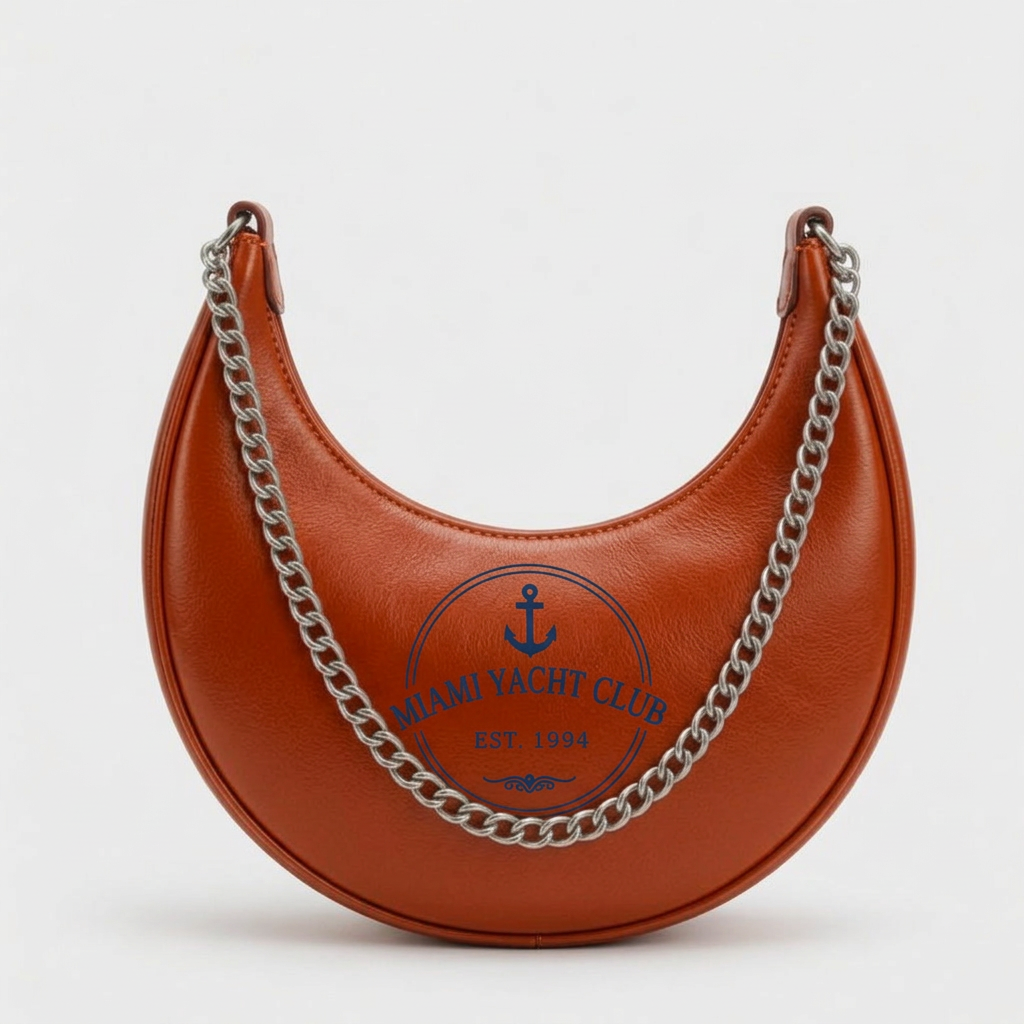 Miami Yacht Club Gold Crescent Bag - Navy Anchor – Burnt Orange