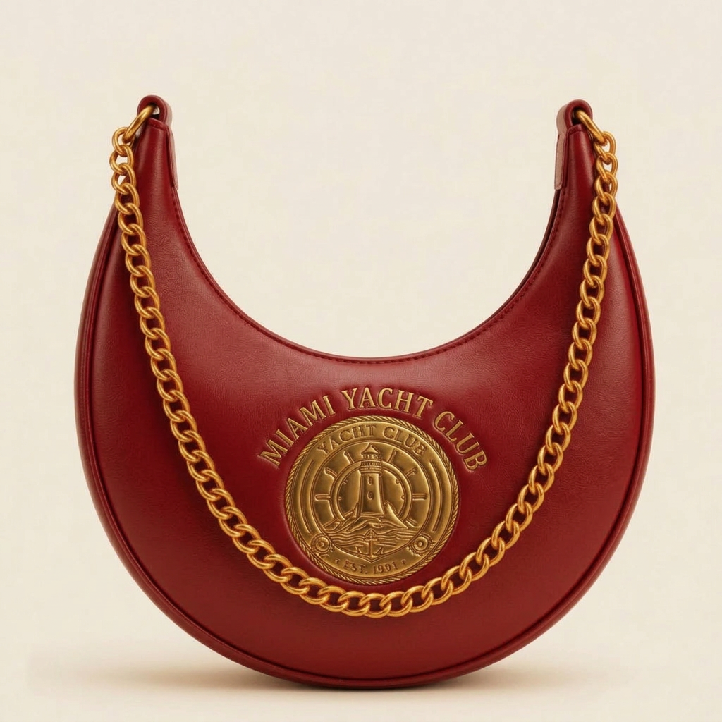 Miami Yacht Club Gold Crescent Bag – Red