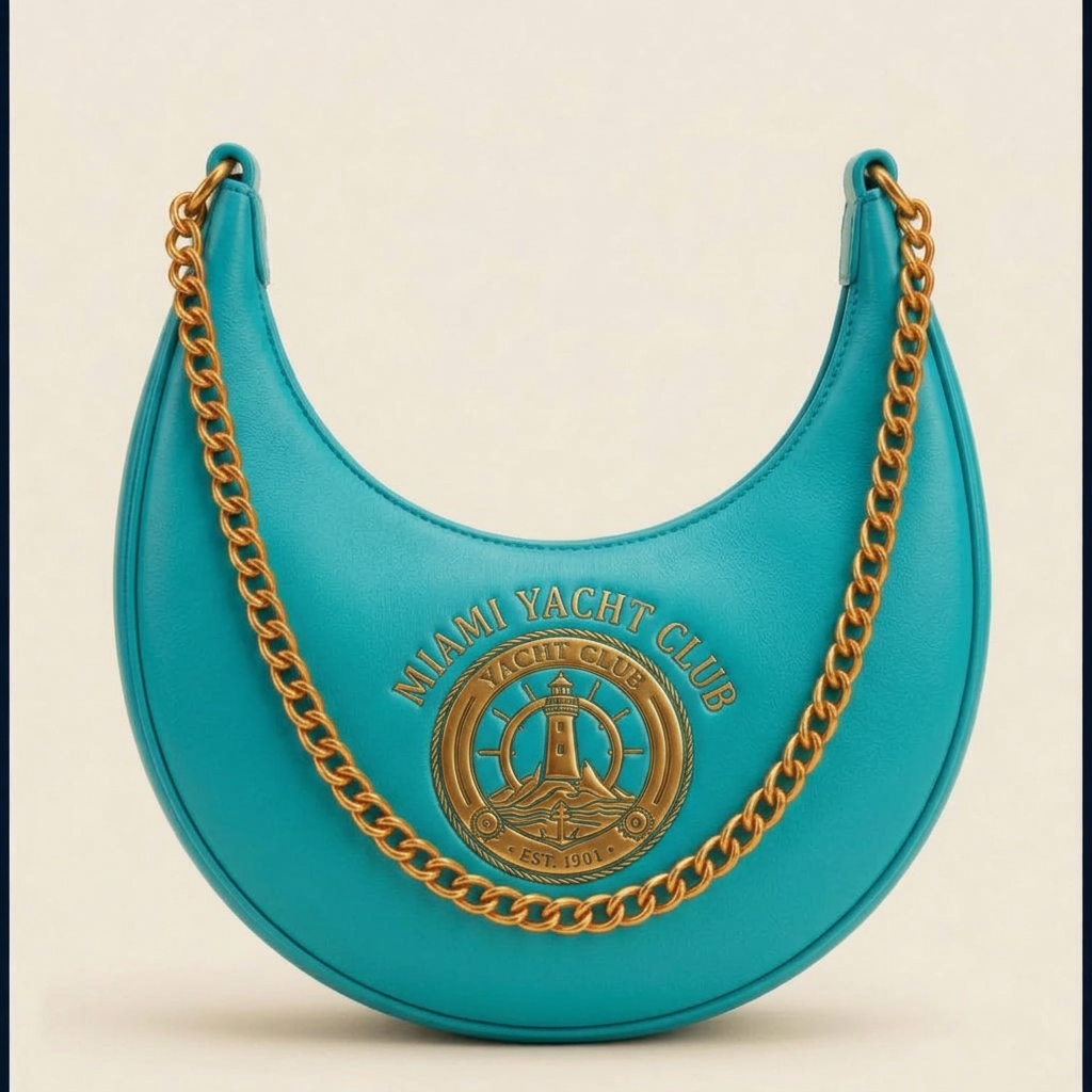 Miami Yacht Club Gold Crescent Bag – Turquoise