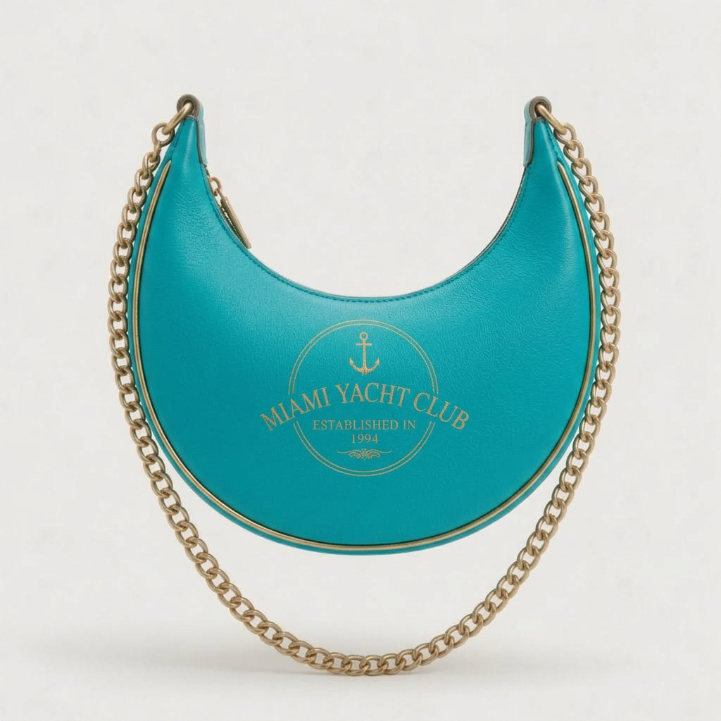Miami Yacht Club Navy Crescent Hobo Bag - Gold Emblem – Turquoise