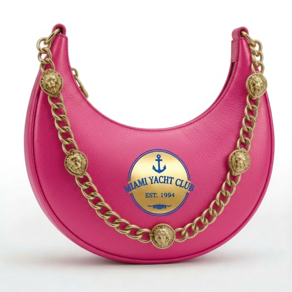 Miami Yacht Club Silver Chain Hobo Bag – Pink