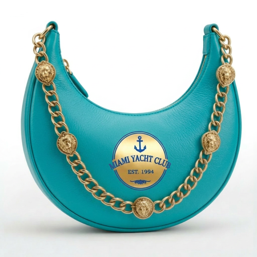 Miami Yacht Club Silver Chain Hobo Bag – Turquoise