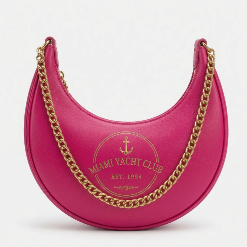 Miami Yacht Club Silver Crescent Hobo Bag – Pink