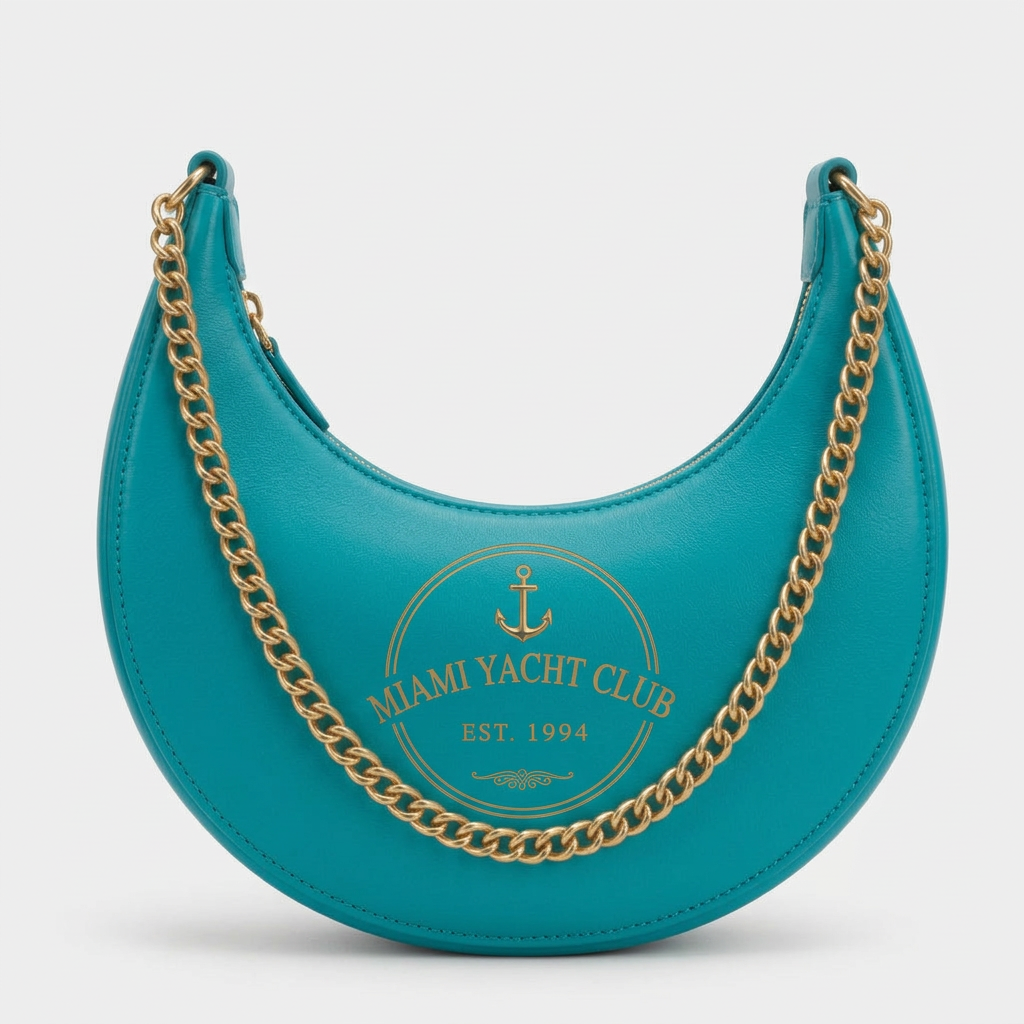 Miami Yacht Club Silver Crescent Hobo Bag – Turquoise