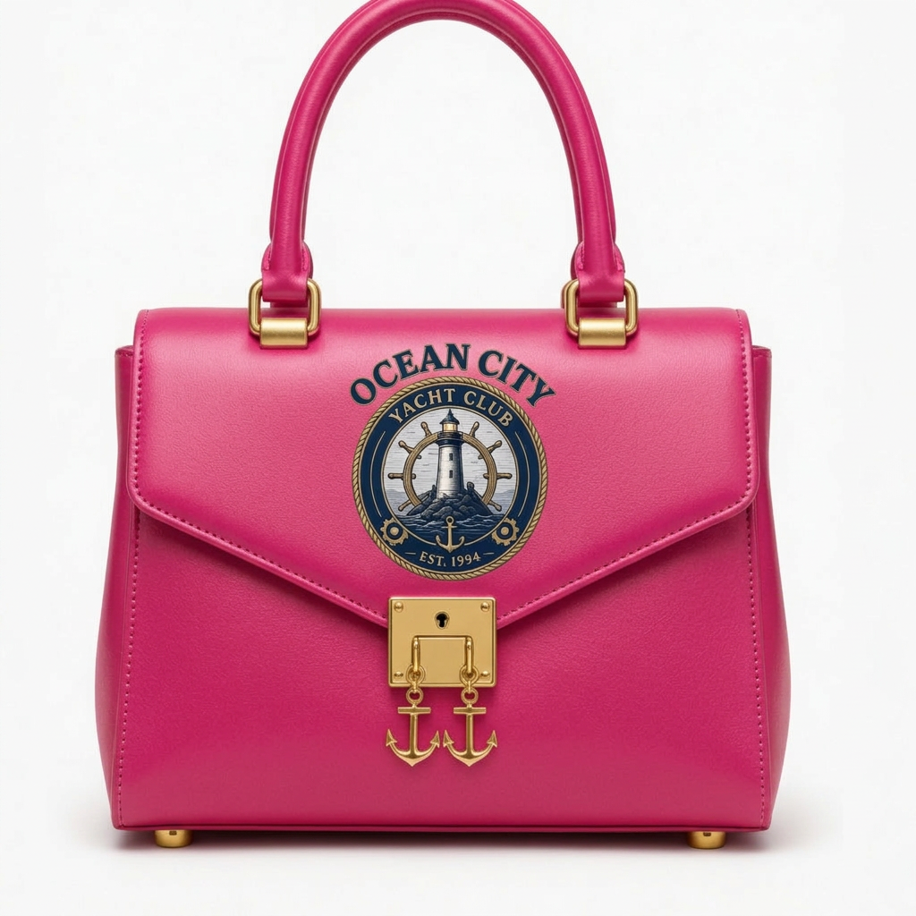 Ocean City Yacht Club Gold Handbag – Pink