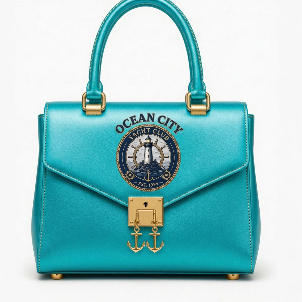 Ocean City Yacht Club Gold Handbag – Turquoise