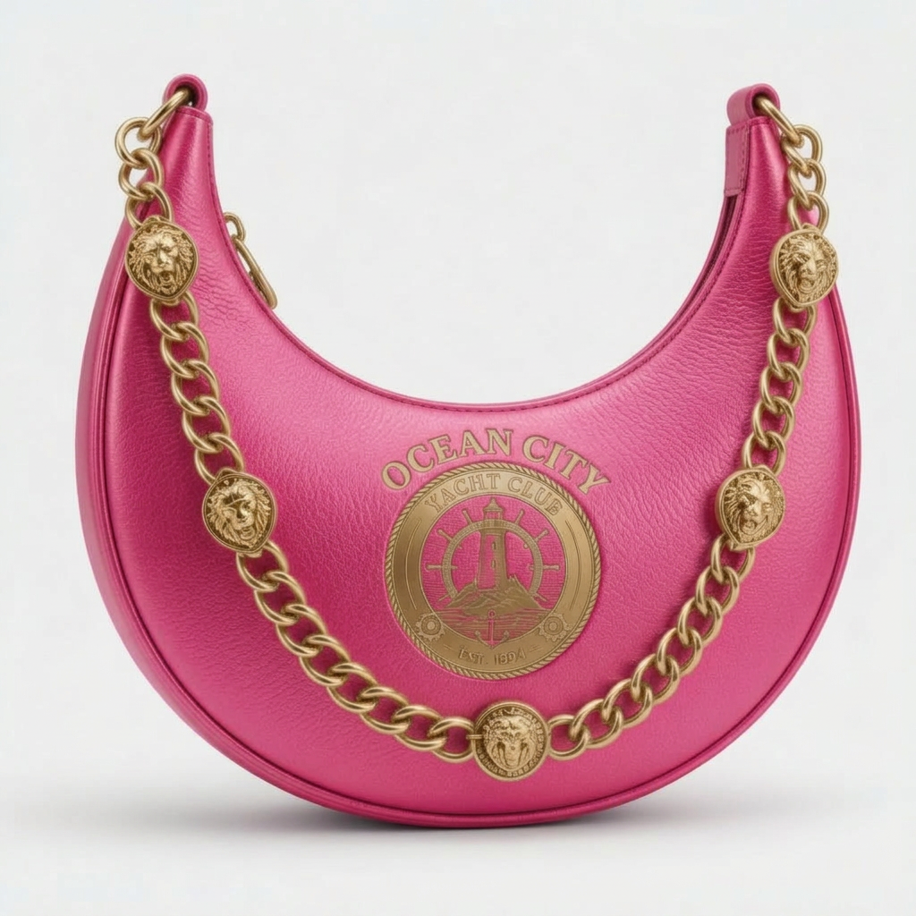 Ocean City Yacht Club Silver Chain Hobo Bag – Pink