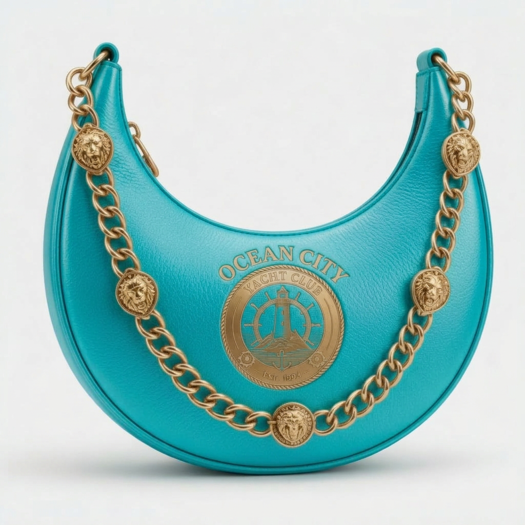 Ocean City Yacht Club Silver Chain Hobo Bag – Turquoise
