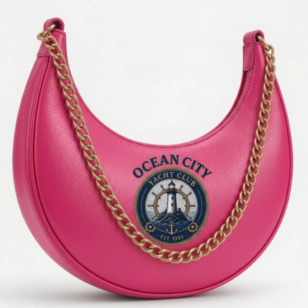 Ocean City Yacht Club Silver Crescent Bag – Pink