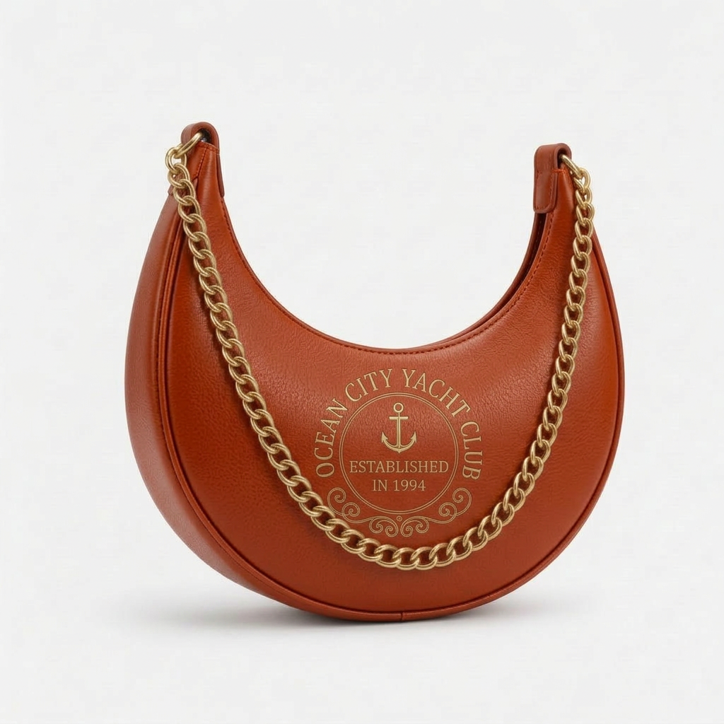 Ocean City Yacht Club Gold Crescent Bag - Navy Anchor – Burnt Orange