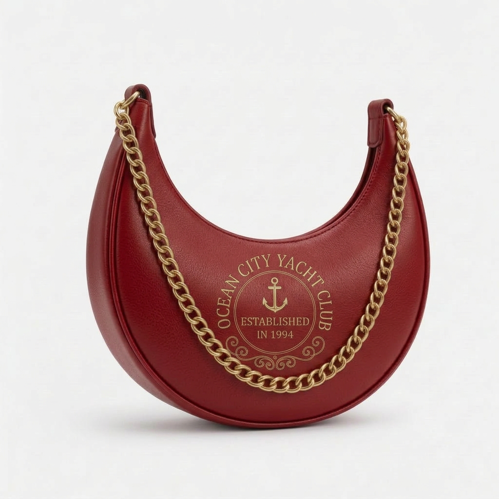 Ocean City Yacht Club Gold Crescent Bag - Navy Anchor – Red