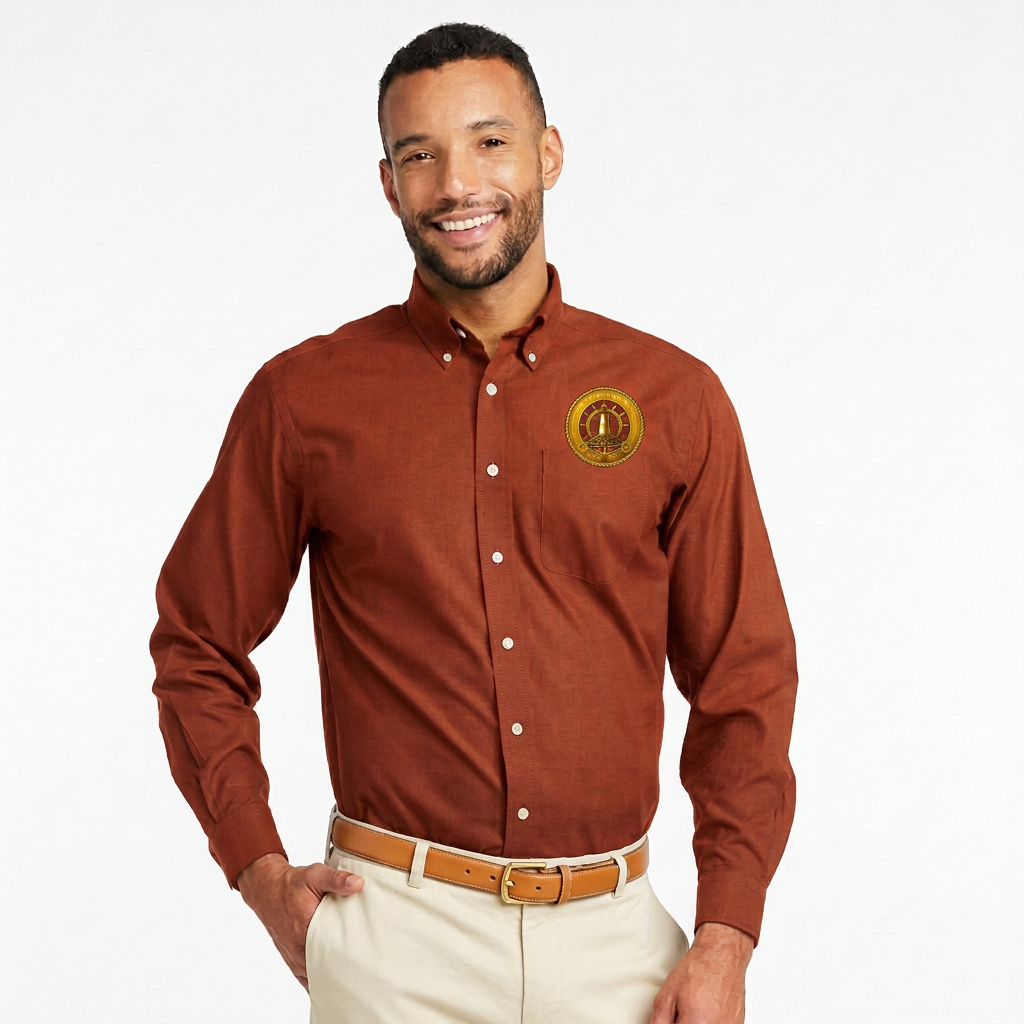Yacht Club Men's Oxford Dress Shirt - Burnt Orange