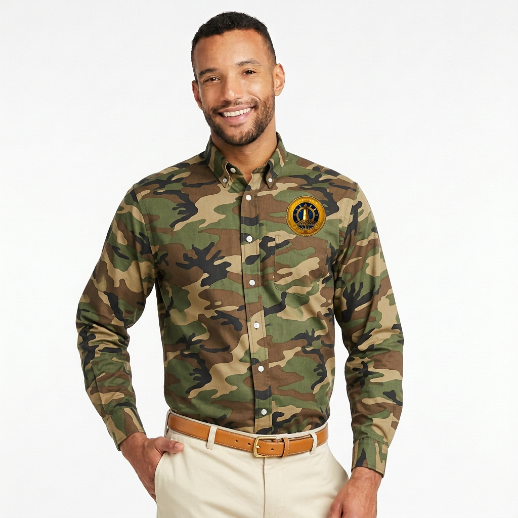 Yacht Club Men's Oxford Dress Shirt - Camouflage