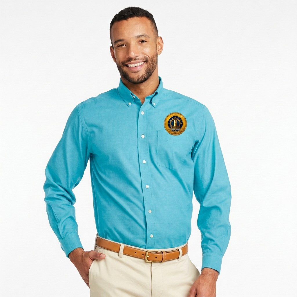 Yacht Club Men's Oxford Dress Shirt - Turquoise