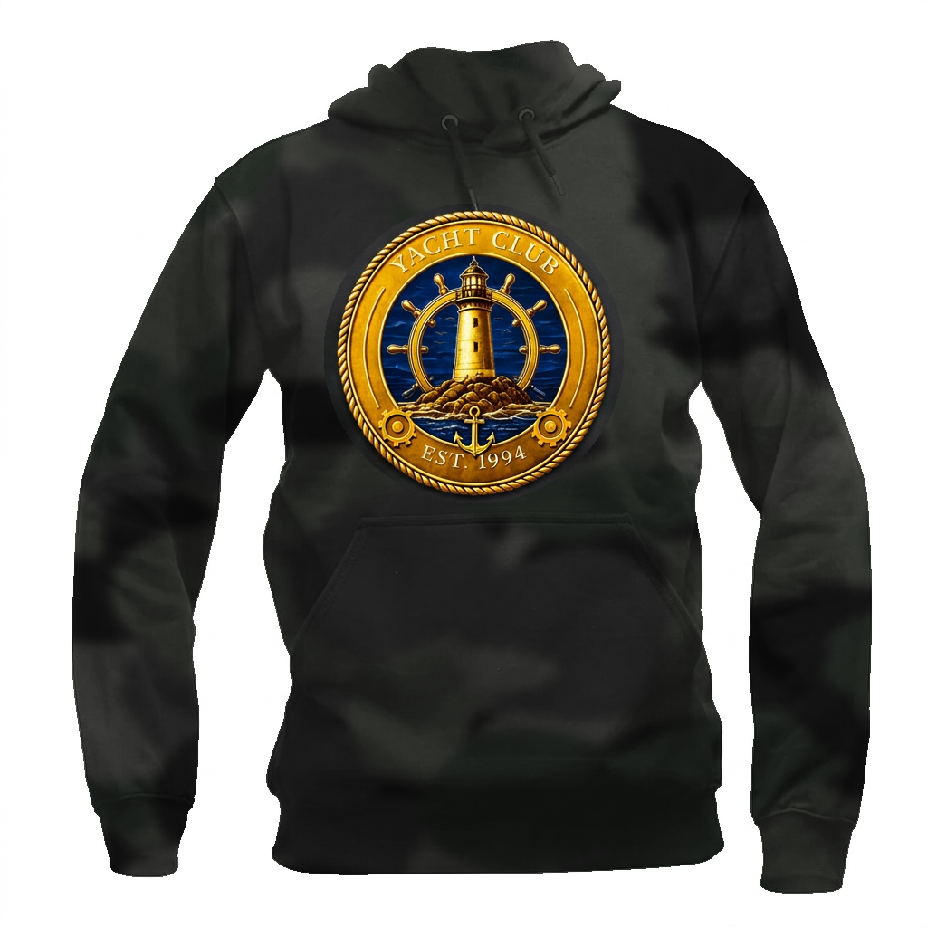 Yacht Club Men's Pullover Hoodie - Black Camouflage