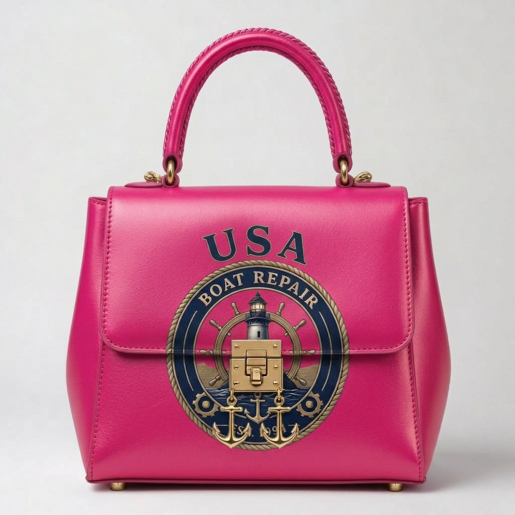 USA Boat Repair Gold Nautical Handbag – Pink