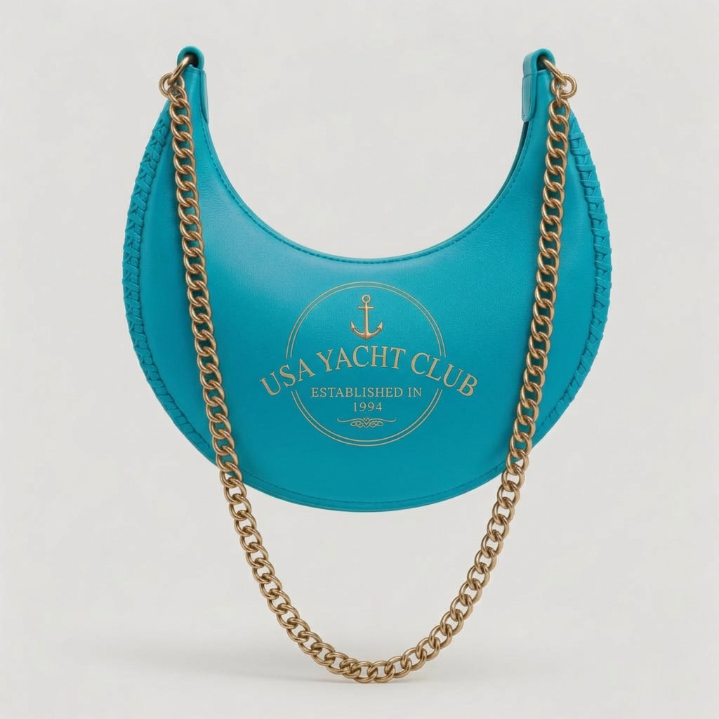 USA Yacht Club Navy Crescent Hobo Bag – Turquoise