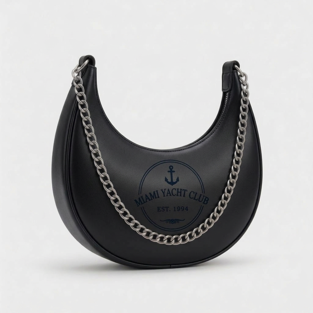 Vintage Crescent Gold Moon Bag – Black