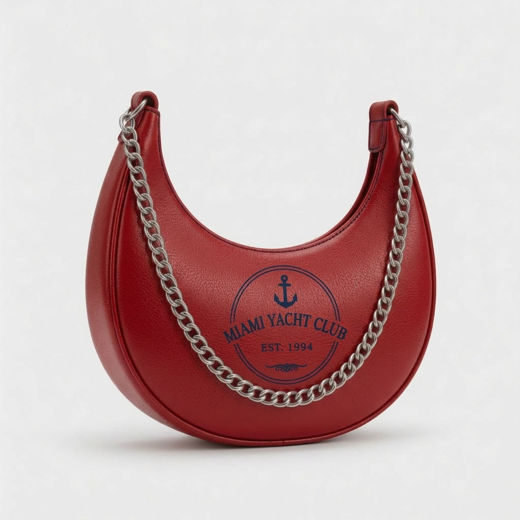 Vintage Crescent Gold Moon Bag – Red