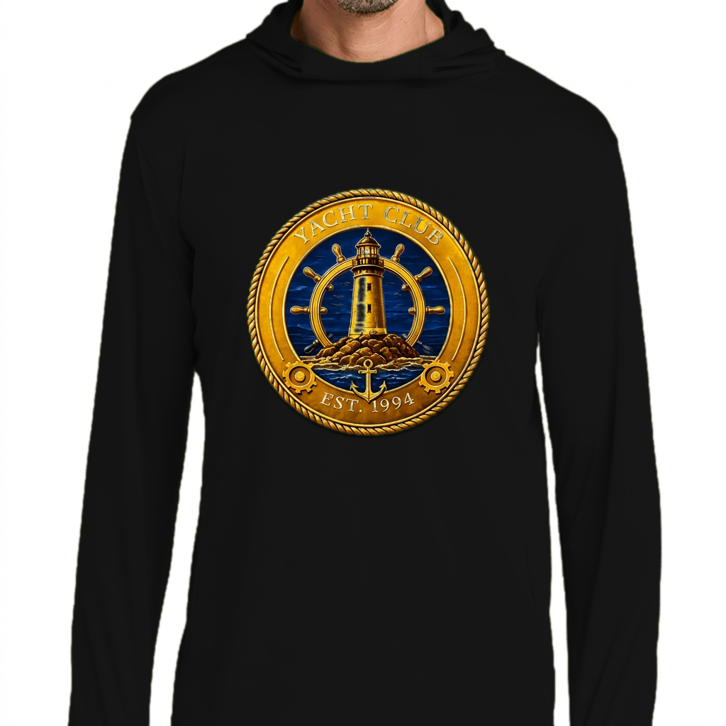 Yacht Club Men's Performance Sun Hoodie - Black