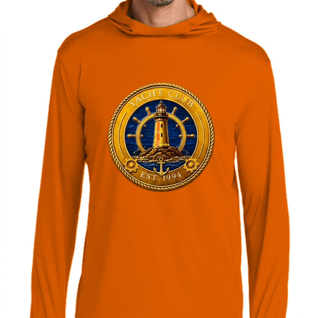 Yacht Club Men's Performance Sun Hoodie - Burnt Orange