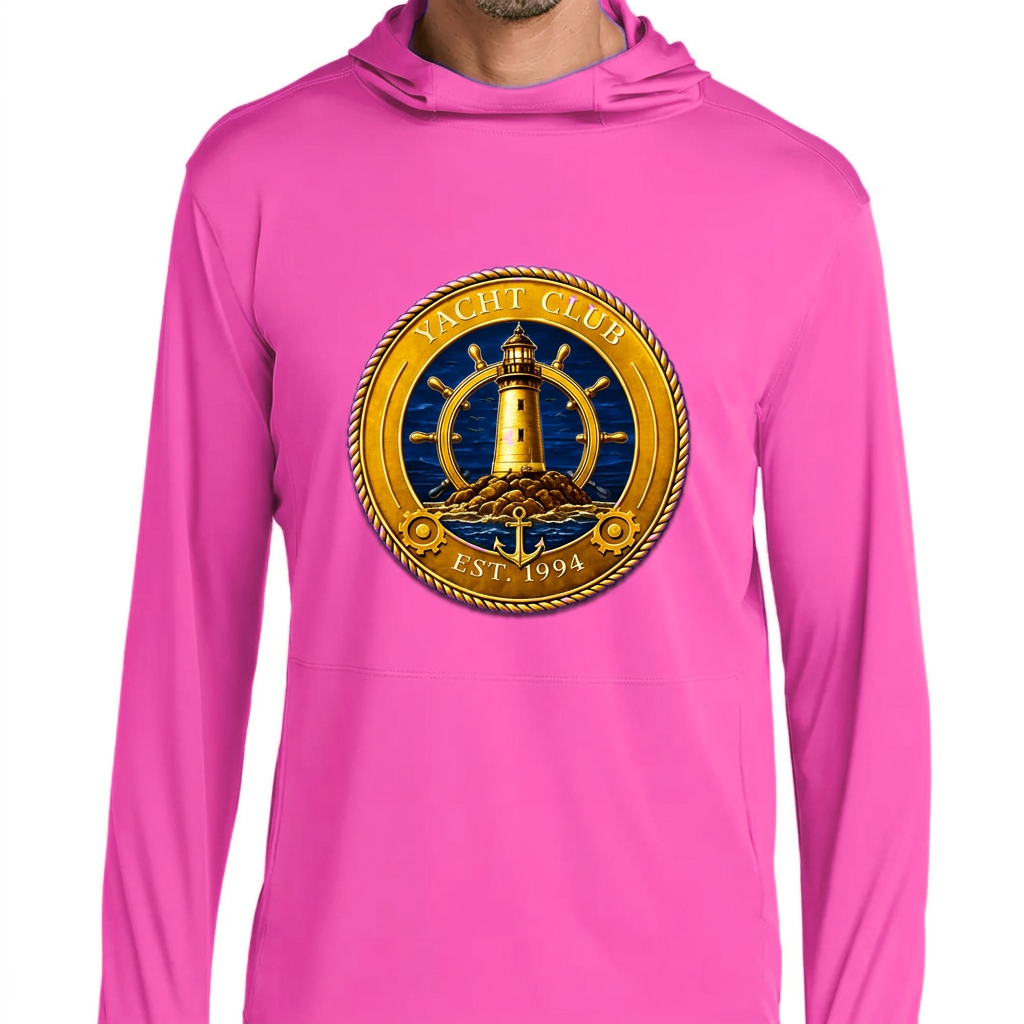 Yacht Club Men's Performance Sun Hoodie - Pink
