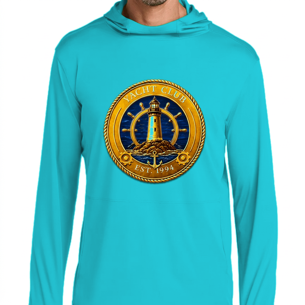 Yacht Club Men's Performance Sun Hoodie - Turquoise