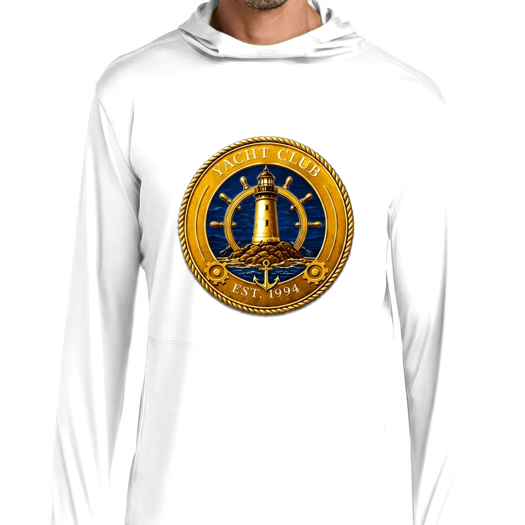 Yacht Club Men's Performance Sun Hoodie - White