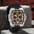Yacht Club Men's Transparent Chronograph Watch – Rose Gold & Black