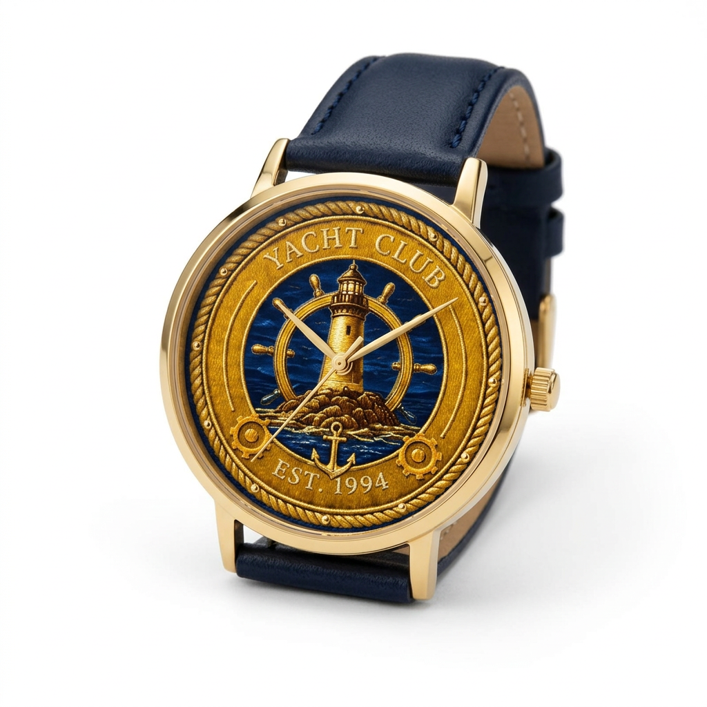 Yacht Club Signature Gold & Navy Watch exact Yacht Club embroidered logo