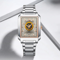 Yacht Club Men's Rectangular Dress Watch – Silver & Rose Gold