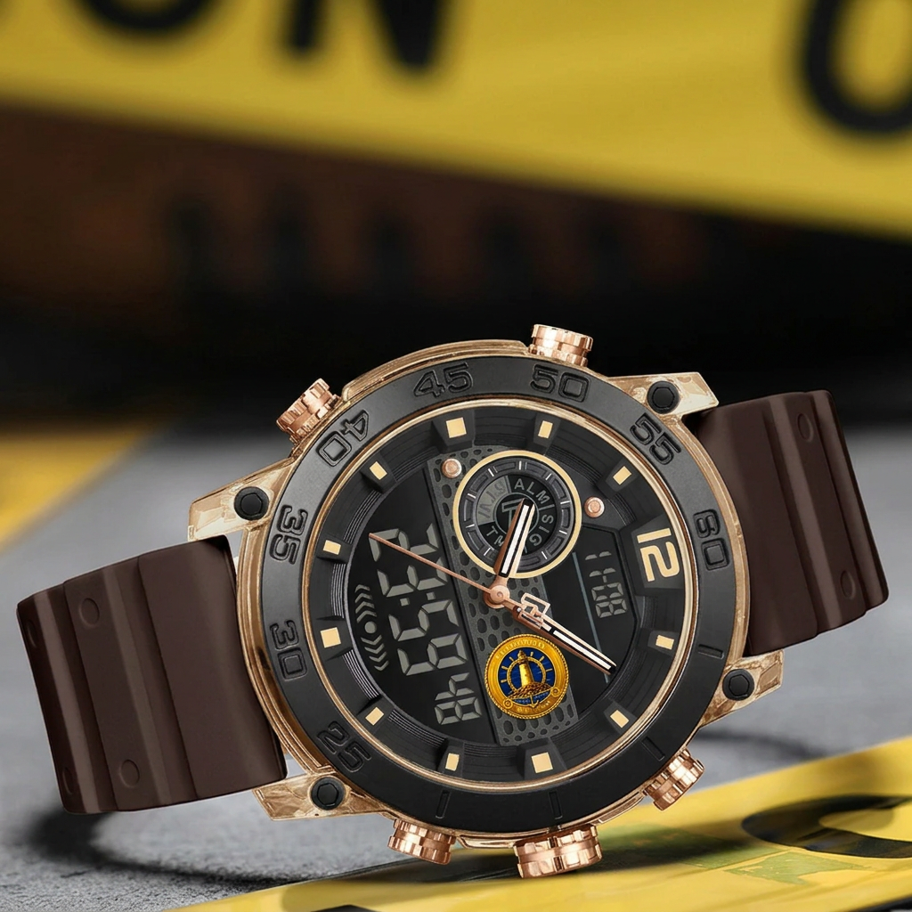 Yacht Club Men's Sport Digital Watch – Rose Gold & Brown