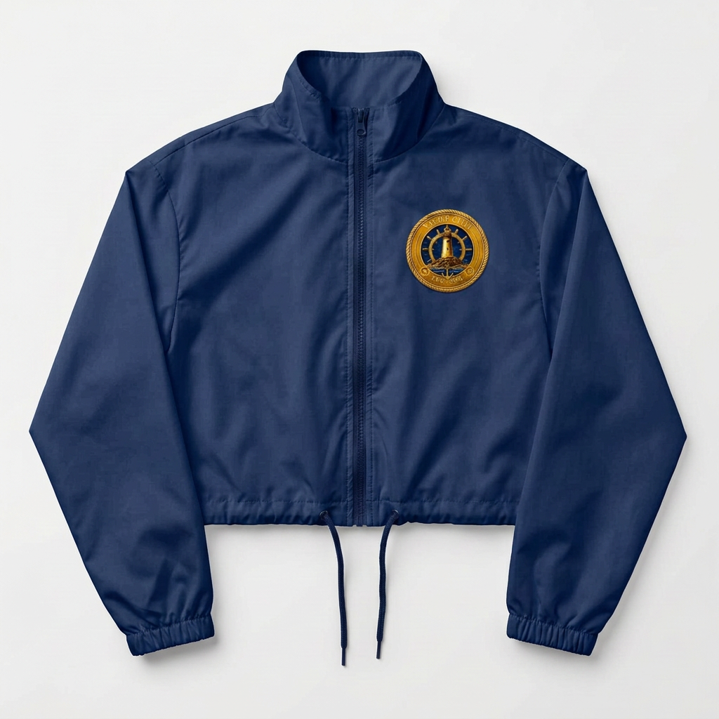 Yacht Club Cropped Windbreaker - Navy Blue