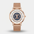 Yacht Club Women's Rose Gold Mesh Watch – White