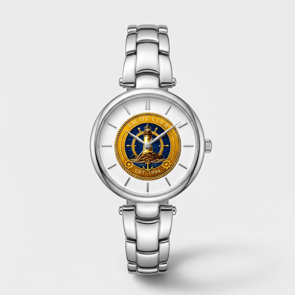 Yacht Club Women's Silver Bangle Watch – White