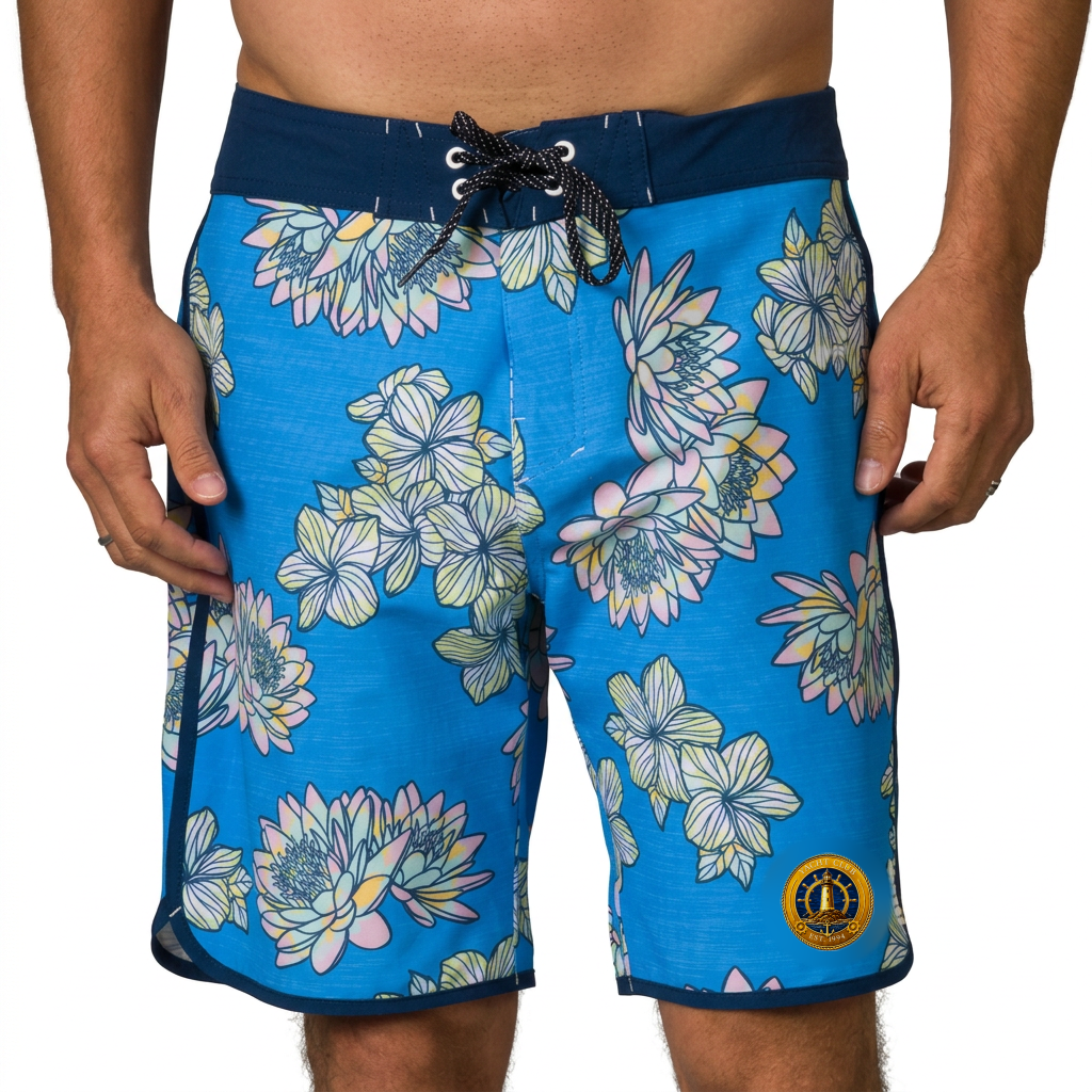 Yacht Club Men's Floral Board Shorts – Blue