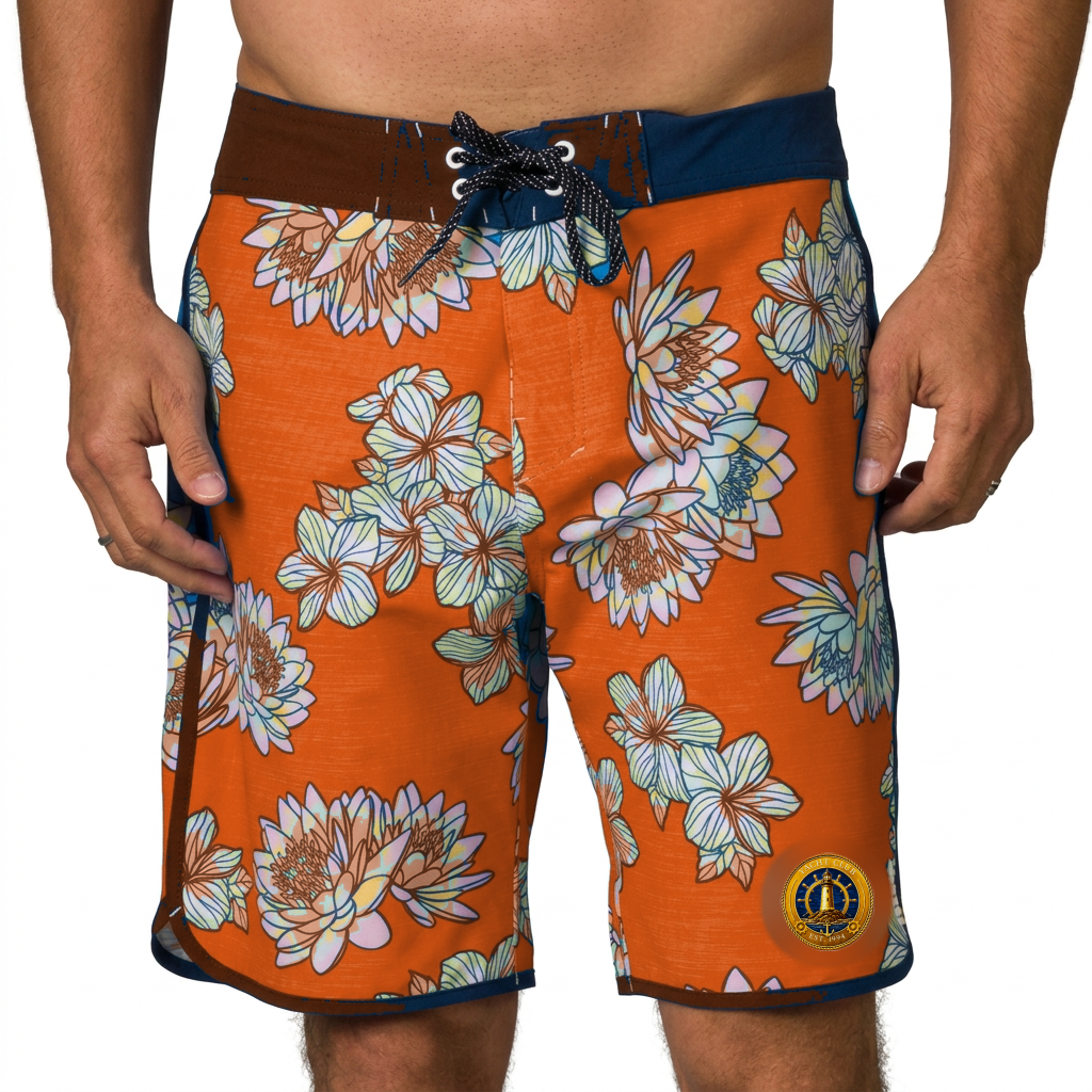 Yacht Club Men's Floral Board Shorts – Burnt Orange