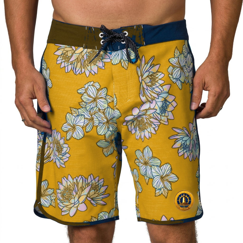 Yacht Club Men's Floral Board Shorts – Gold