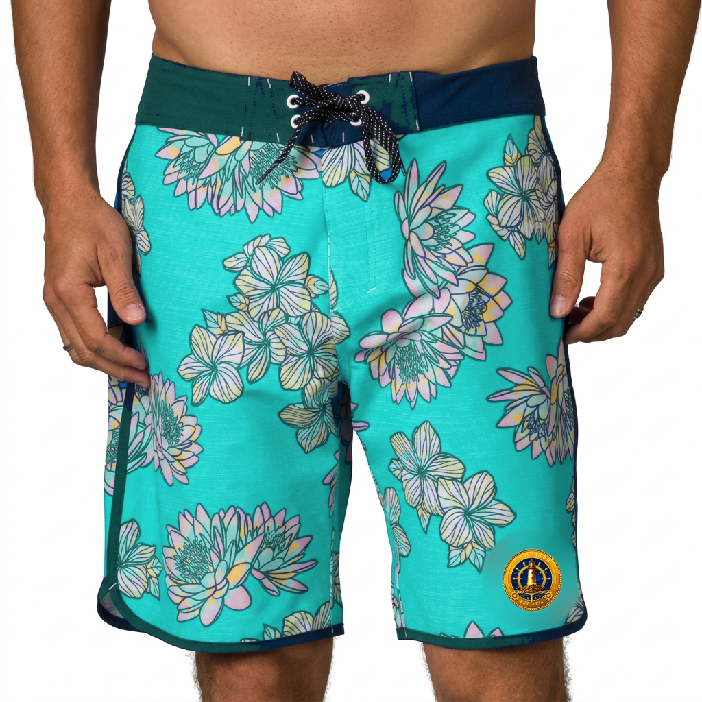 Yacht Club Men's Floral Board Shorts – Turquoise