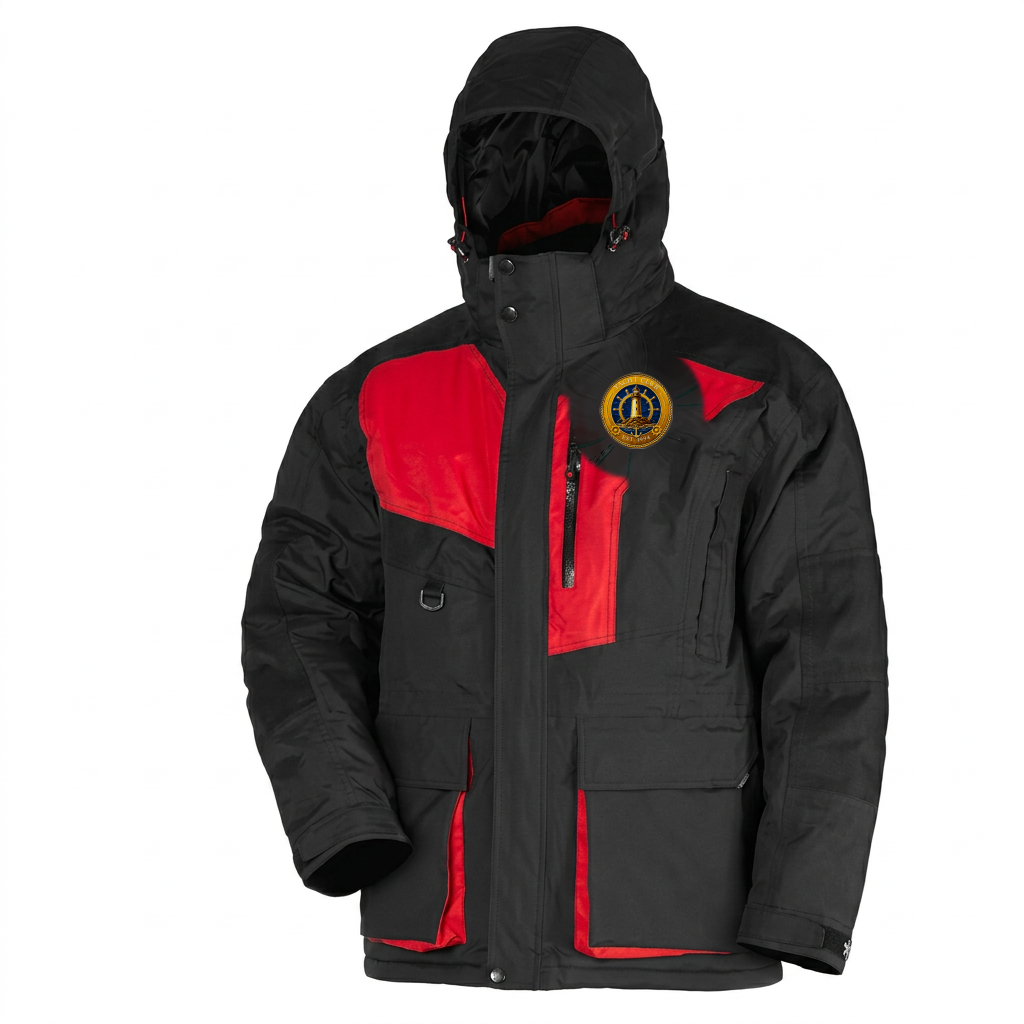 Yacht Club Men's Hooded Fishing Jacket – Black & Red