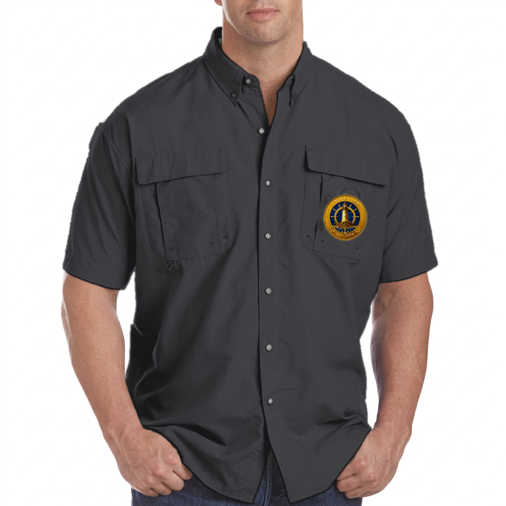 Yacht Club Men's Short Sleeve Fishing Shirt – Black