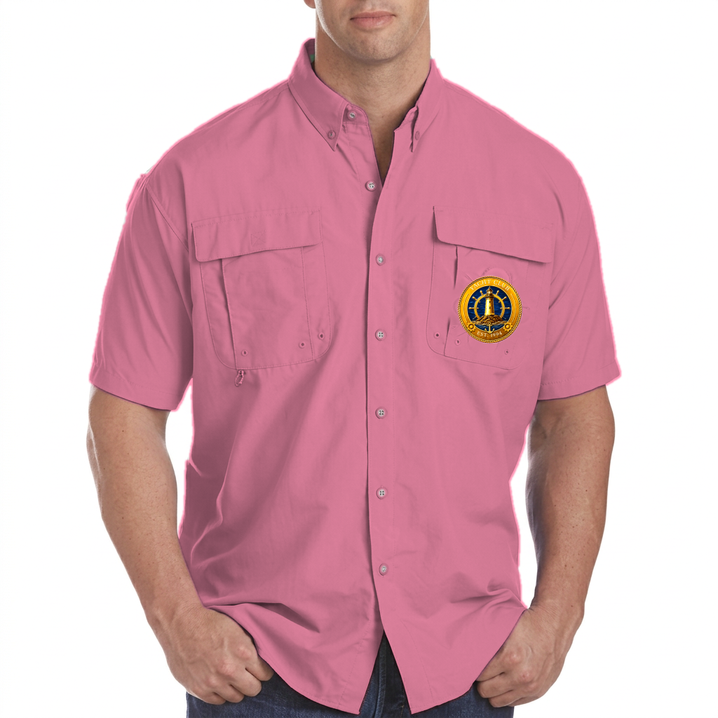 Yacht Club Men's Short Sleeve Fishing Shirt – Pink