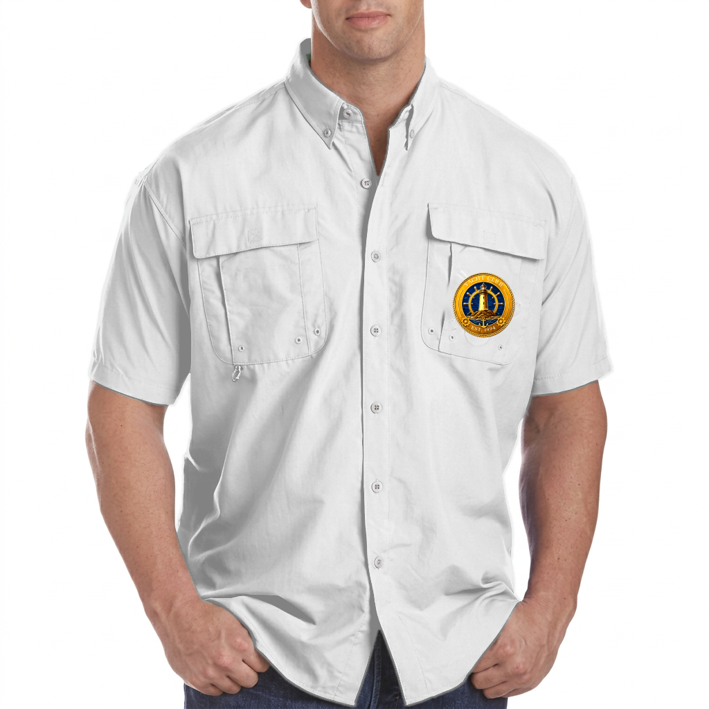 Yacht Club Men's Short Sleeve Fishing Shirt – White