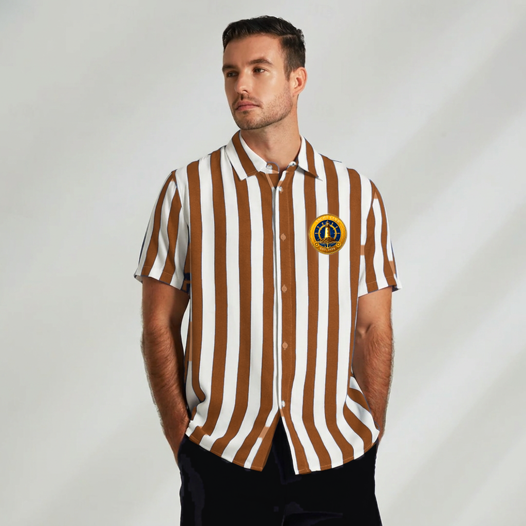 Yacht Club Men's Striped Short Sleeve Shirt – Burnt Orange